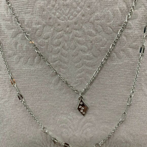 Halogen Dual Layer Diamond Shaped Charm Necklace - Picture 3 of 5